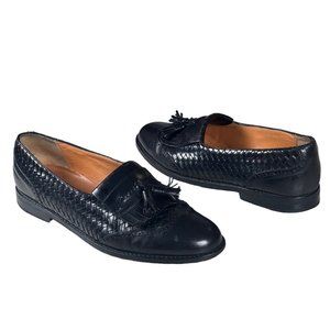 Mezlan Alicante Men's Size‎ 10 Black Leather Tassel Woven Wingtip Loafers Shoes